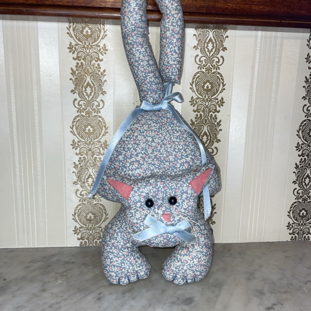 Grandma Granny Fabric Cat Hanger Hand Made Sewn Vintage Nostalgia Cottagecore